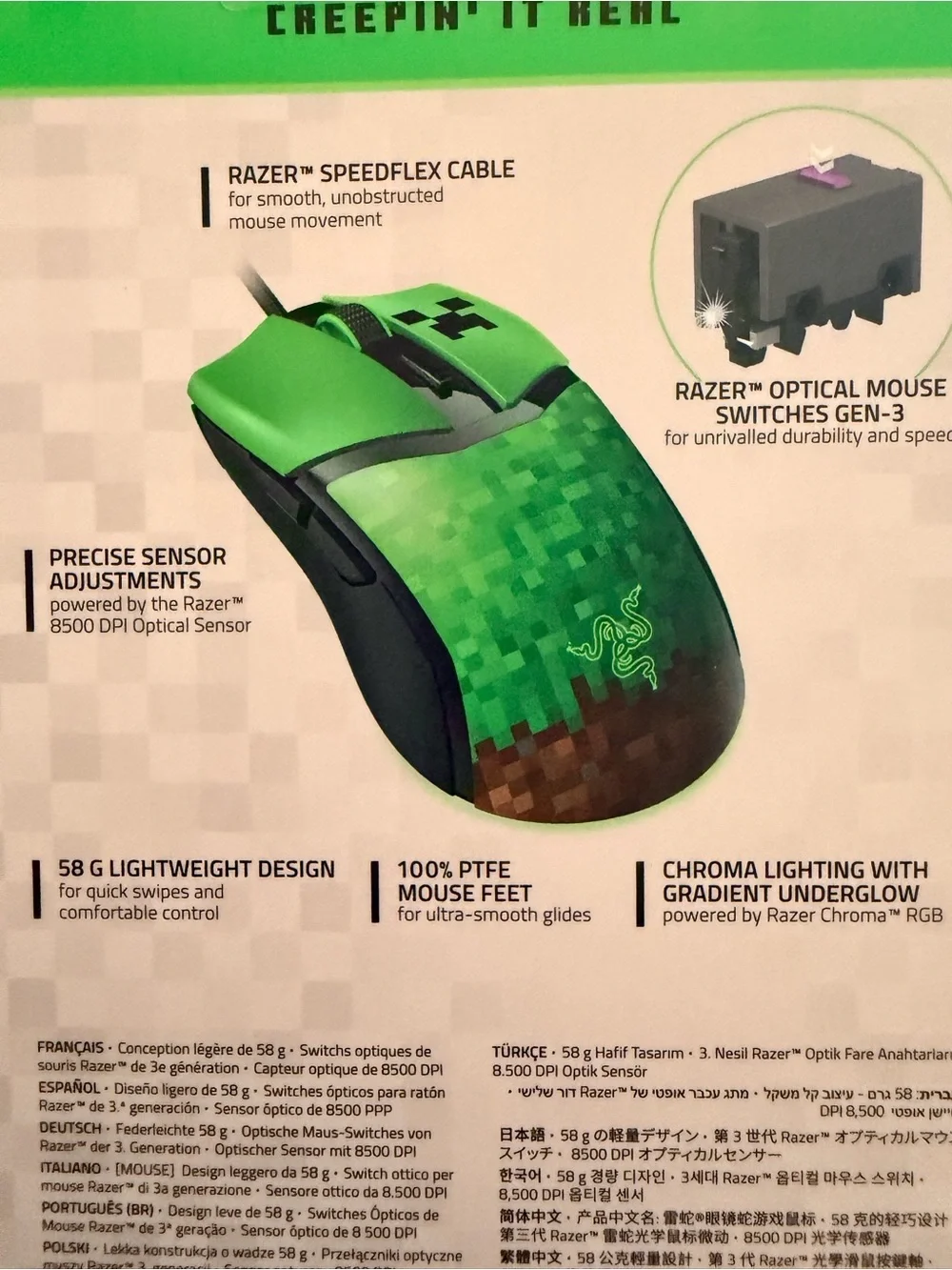 Razer Cobra Minecraft Limited Edition Gaming Mouse Wired RGB Chroma NEW SEALED